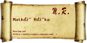 Matkó Réka névjegykártya