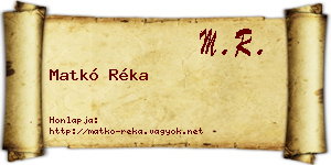 Matkó Réka névjegykártya